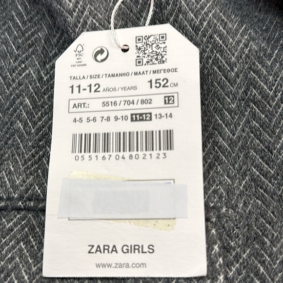 Zara Girls Soft Collection Grey Chevron Two Button Pockets Blazer S 11/12 NWT - Picture 7 of 8